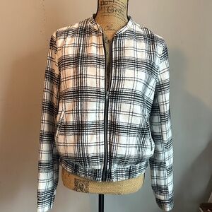 Jack by BB Dakota Black and White Plaid Bomber Jacket